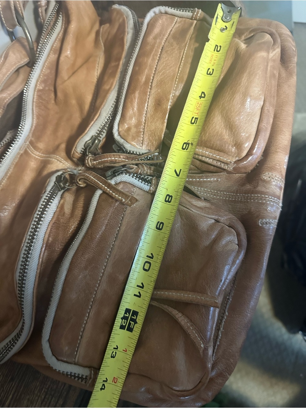 Tan Leather Multi-Zip Shoulder Bag - Picture 6 of 6